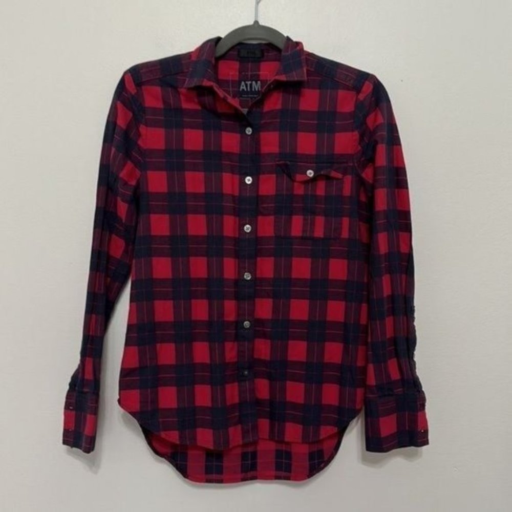 ATM Button Front Plaid Shirt Size XS